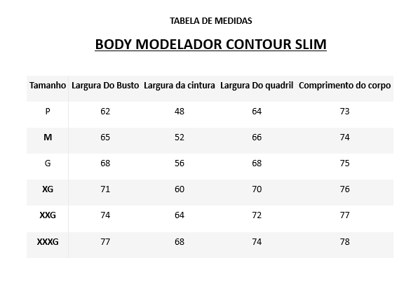Body Modelador Countorn Slim (modelo tanga)