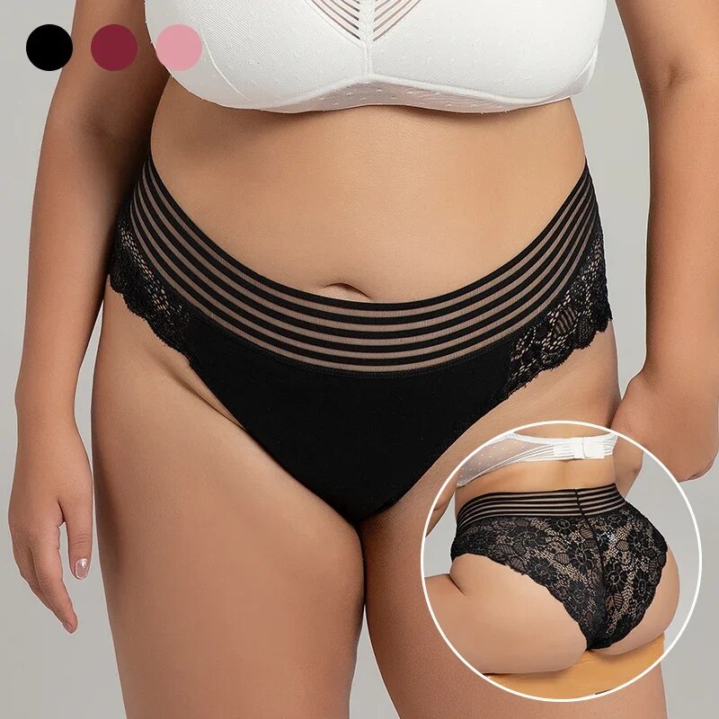 Kit com 3 Calcinhas Cintura Alta - Plus Size