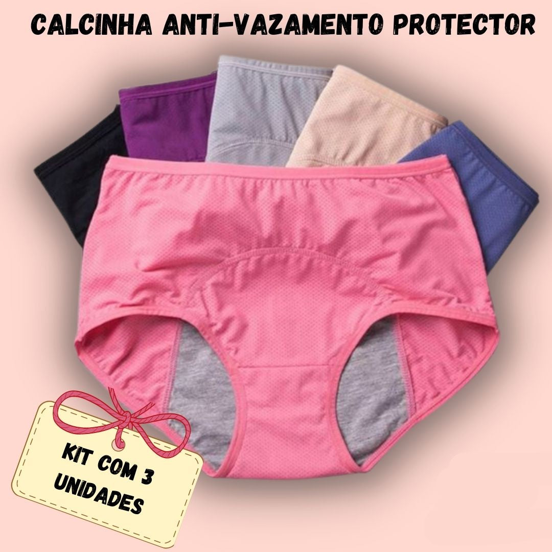 Calcinha Anti-Vazamento Protector - Kit com 3 unidades
