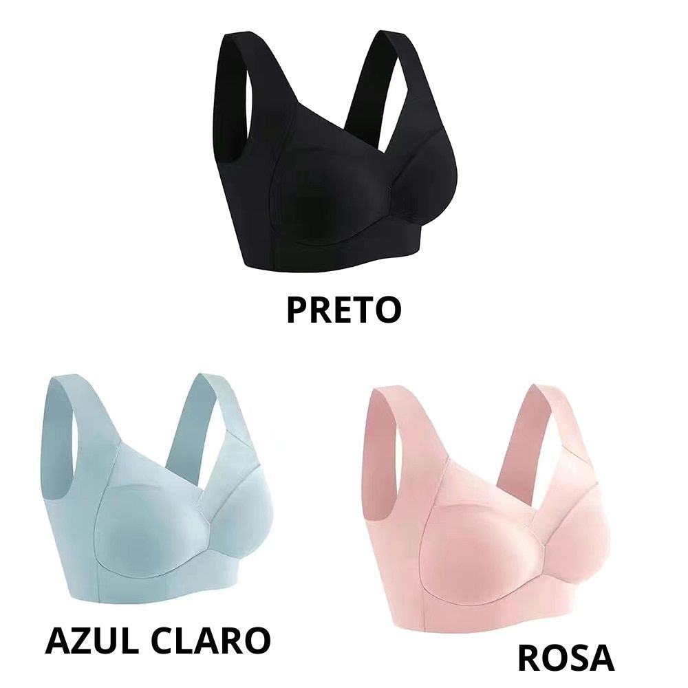 Sutiã Sem costura, com detalhes em tule, sem aros e sem fechos. Não marca nas roupas.