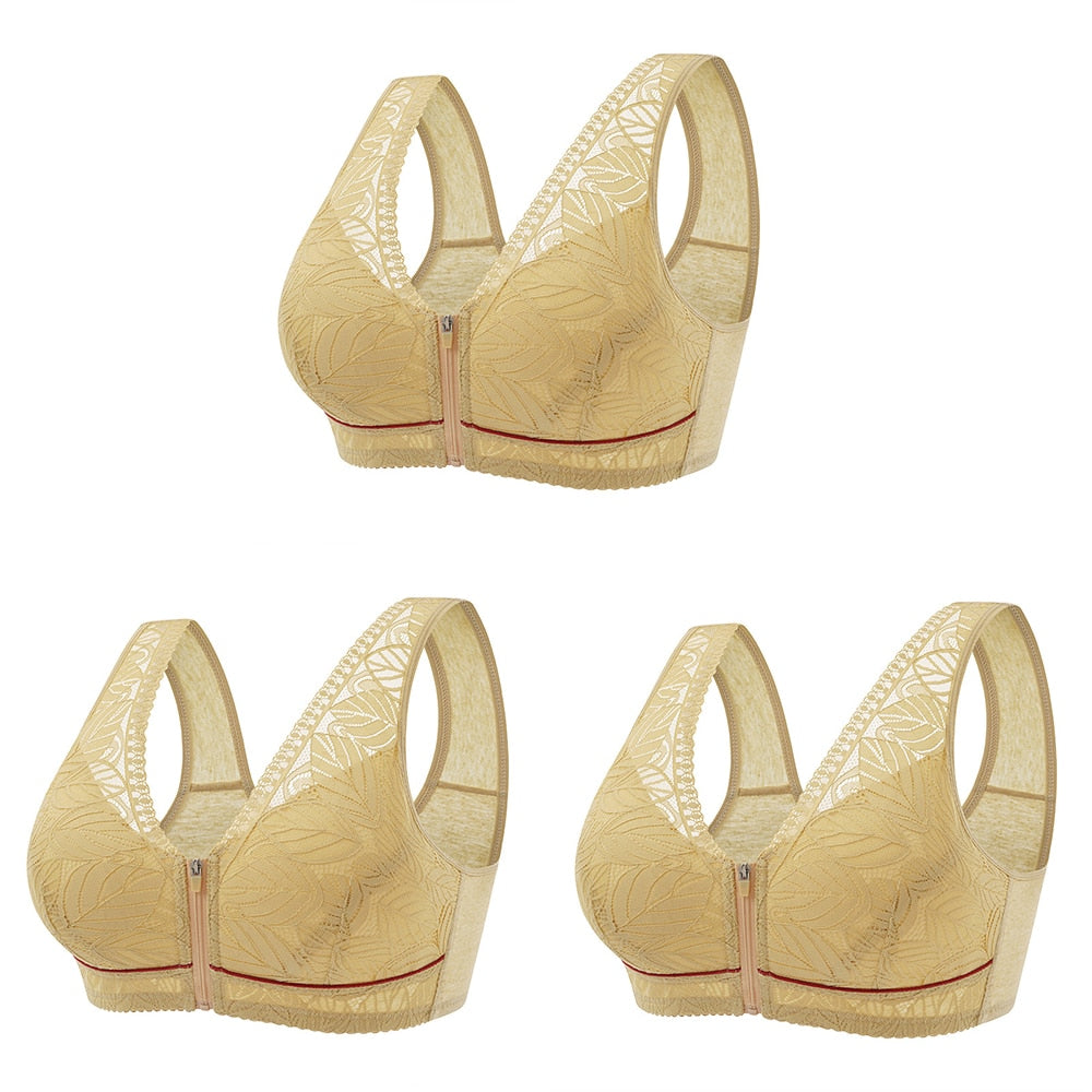 Sutiã Letícia com Zíper Frontal - Kit Promocional (3 unidades)