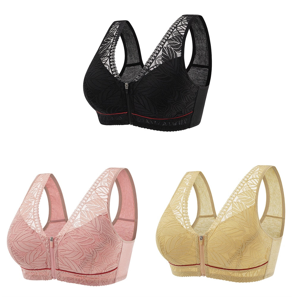 Sutiã Letícia com Zíper Frontal - Kit Promocional (3 unidades)