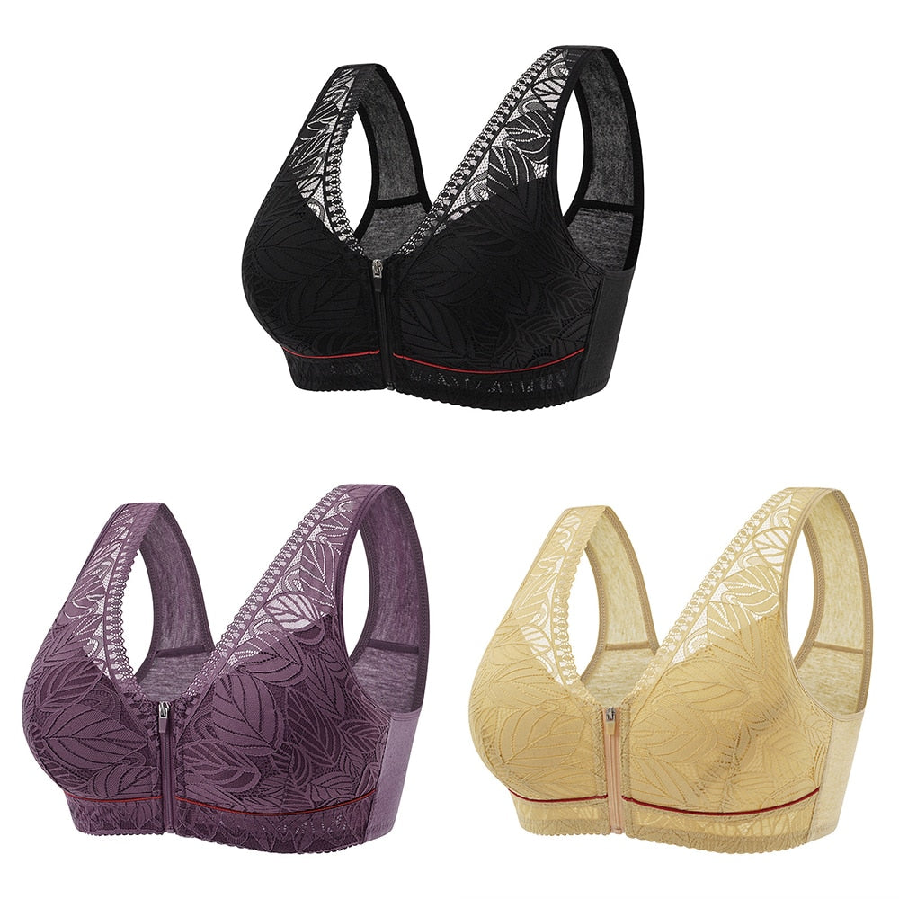 Sutiã Letícia com Zíper Frontal - Kit Promocional (3 unidades)