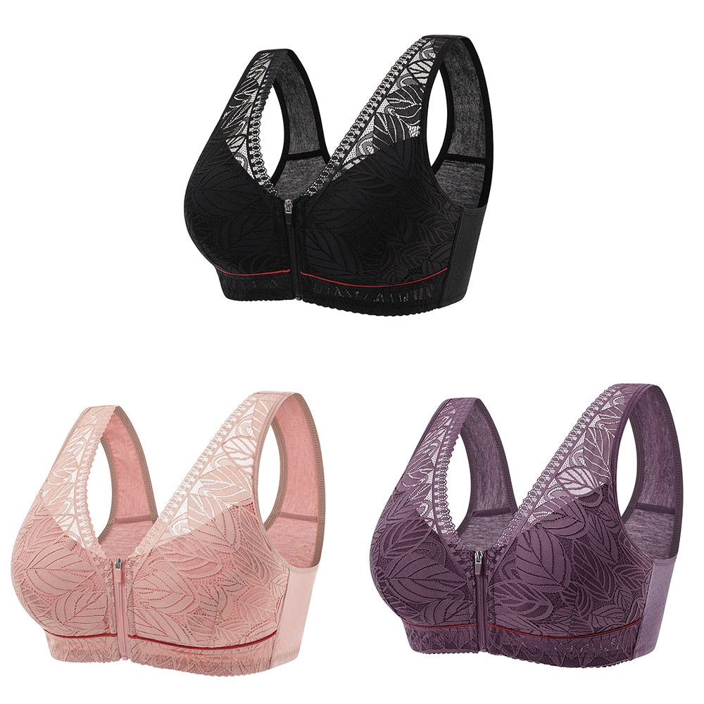 Sutiã Letícia com Zíper Frontal - Kit Promocional (3 unidades)