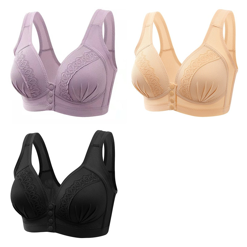 Sutiã com botões frontais, sem aros que machucam. Mais conforto e elegância. Amamentação.