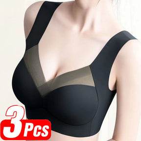Sutiã Sem costura, com detalhes em tule, sem aros e sem fechos. Não marca nas roupas.